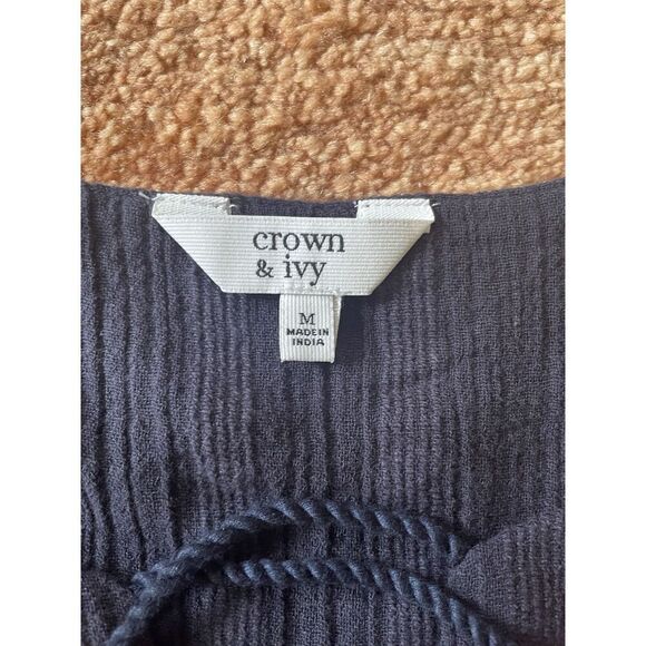 NWT Crown & Ivy Women’s Embroidered  Blue/ Red Long Sleeves Cotton Blouse M - Picture 10 of 10